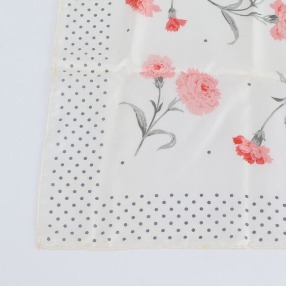 Dior Silk 100% Scarf Carnation Flower Floral Pattern Dot Beige Pink - Picture 3 of 10